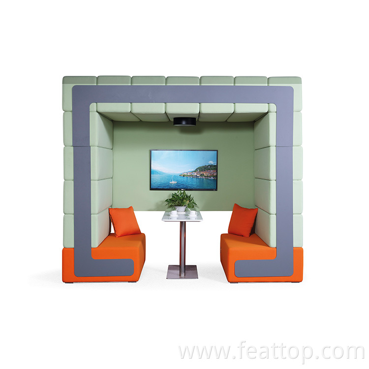 Morden High Back Commercial Double Seaters Private Meeting Soundproof Sofa For Office Chatting Area